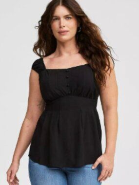 NWT Torrid Peplum Challis Corset Top Black Size 3X 22 - 24 Romantic Boho Goth